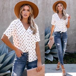 VICI short sleeve polka dot button down blouse
